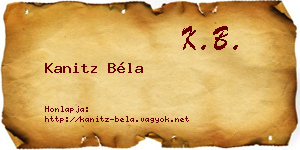Kanitz Béla névjegykártya